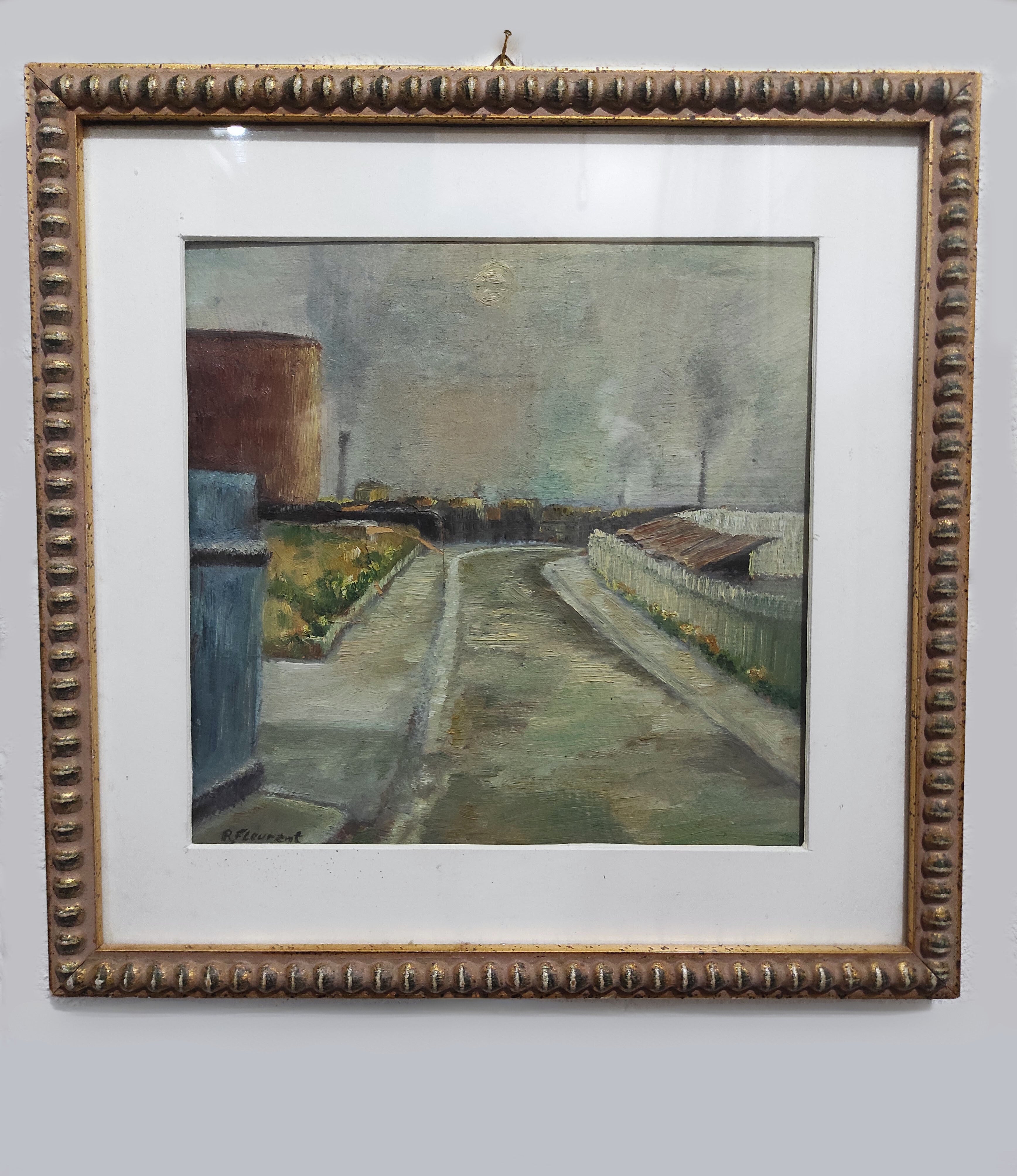 R.Fleurent (1904-1981) - Veduta del Gazometro di Roma